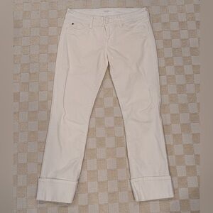 Hudson Ginny Crop Straight Cuffed White Jeans Size 28